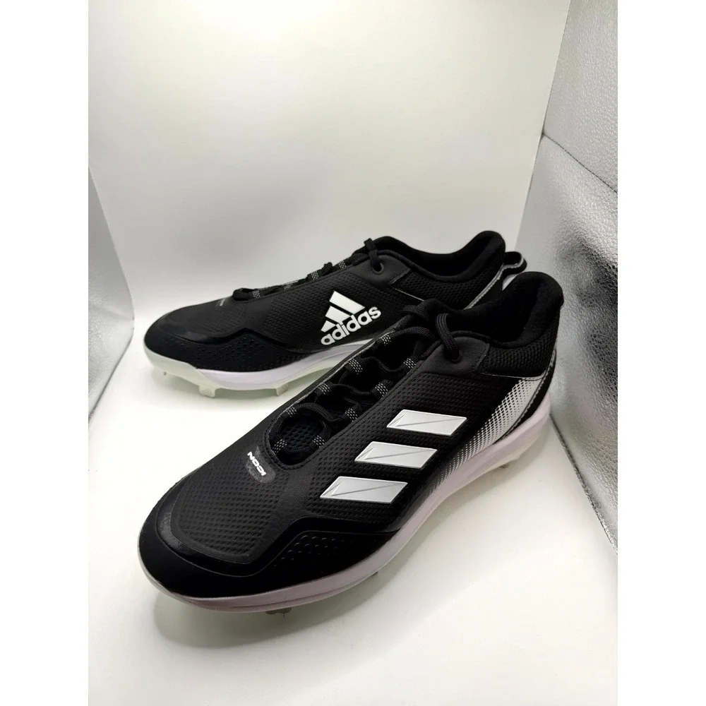 Adidas Icon 7 FZ1558‎ Mens 13.5 Black White Silver Lace Up Metal Baseball Cleats